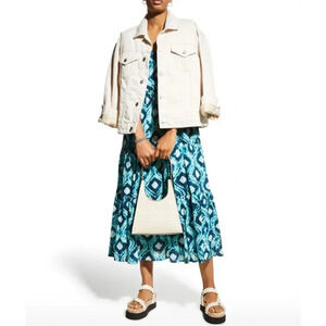 NWT FIGUE Abby Tiered Shibori Print Midi Dress